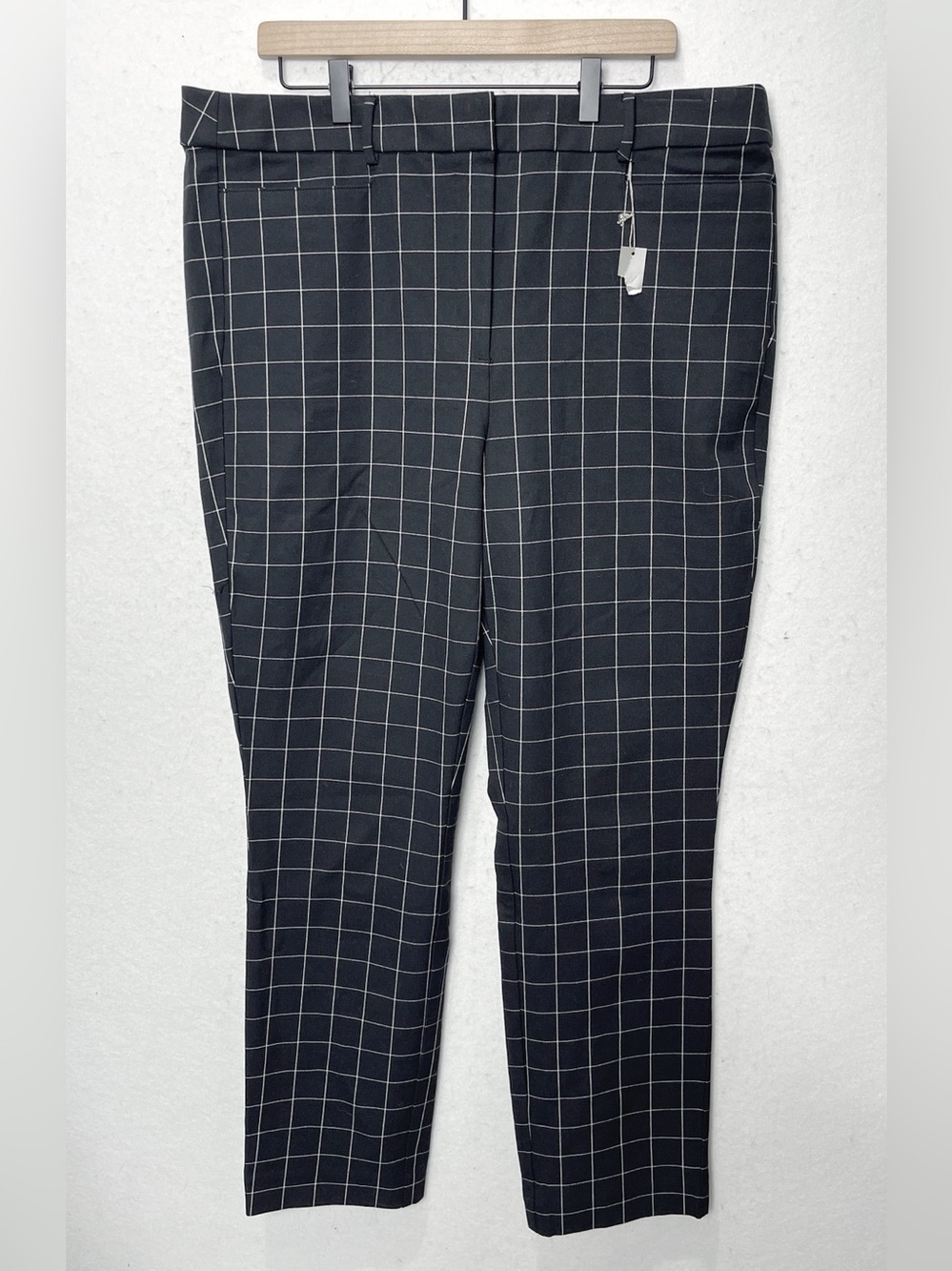 LOFT High Waist Skinny Pants Size 18T Black Windowpane Plaid NWT Office Classic